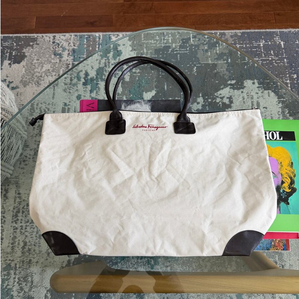 Salvatore Ferragamo Parfums Leather Accent Promo Tote Bag